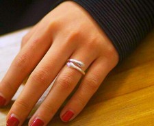925 Sterling Silver Love Hug Ring Band Open Finger Adjustable Womens Jewelry UK 