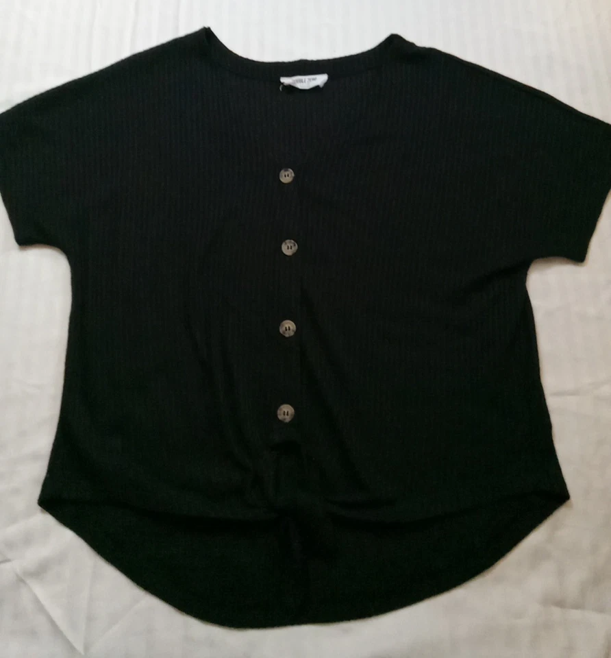 Double Zero Textured Shirt With Tie Size Large Black - Image 4 of 4