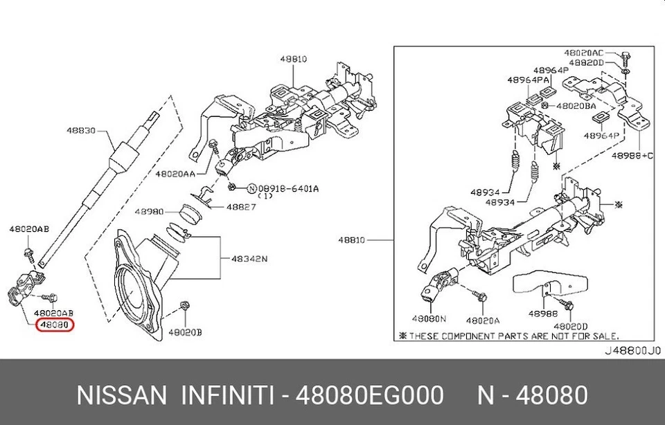 Nissan OEM CONJUNTO CONJUNTO CONJUNTO DIRECCIÓN Directo 48080-EG000 Genuino Foto 3 de 4