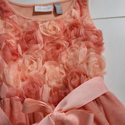Girls Peach Roses Floral Formal Dress and Cardigan Shawl Set Size 5/6 Spring - Picture 5 of 12