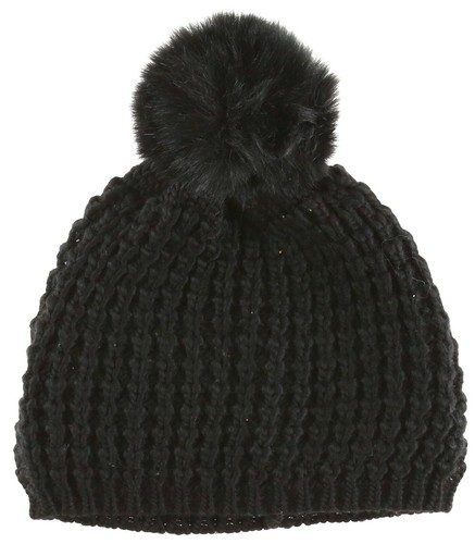 Kyi Kyi Womens Black Genuine Fox Pompom 