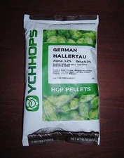 HOPS 1LB GERMAN HALLERTAU YCHHOPS HOP PELLETS FOR BEER PACKED IN NITRO FOIL BAG