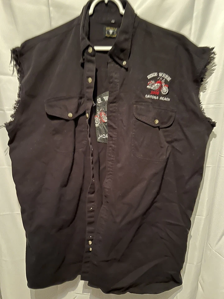 Sturgis South Dakota 2006 Bike Week Sleeveless Black Button Shirt Men’s 2XL - Image 3 of 4