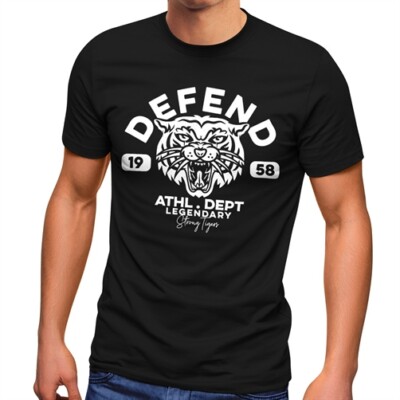Neverless Herren T-Shirt Mit Tiger Print & Schriftzug - Athletic Legendary Design, Streetstyle, Slim Fit Aus 100% Baumwolle
