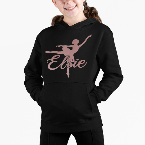 Sudadera con Capucha Ballet Oro Rosa Nombre Personalizado para Niñas Bailarina Personalizada Idea de Regalo - Imagen 5 de 10