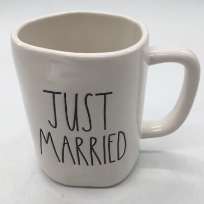 Rae Dunn ''Just Married'' Mug Magenta Artisan Collection Coffee Tea Cup