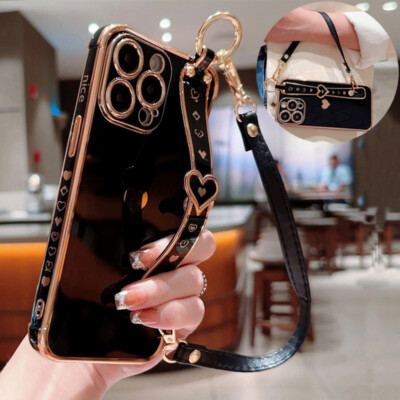 Handyhülle für iPhone 16 15 14 Pro Max 13 12 11 Silikon Tasche mit Umhängen Seil