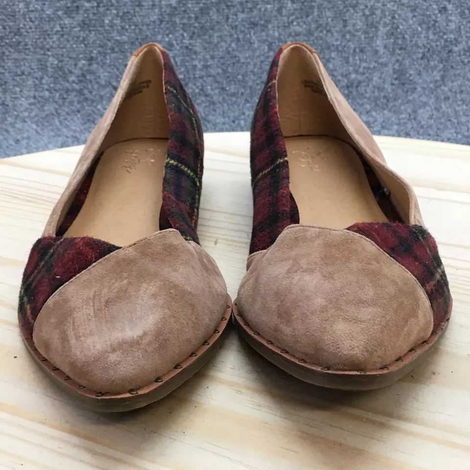 Zapatos Crown Vintage Mujer 9.5M Apphia Sin Cordones Planos Cuero Marrón Punta Cuadros Foto 4 de 4