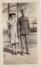 World War II Era Soldier in Uniform with Mother, I think, Snapshot