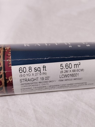 Ralph Lauren Double Roll wallpaper Floral Paisley lcw016001 Green Burgundy New - Picture 8 of 24