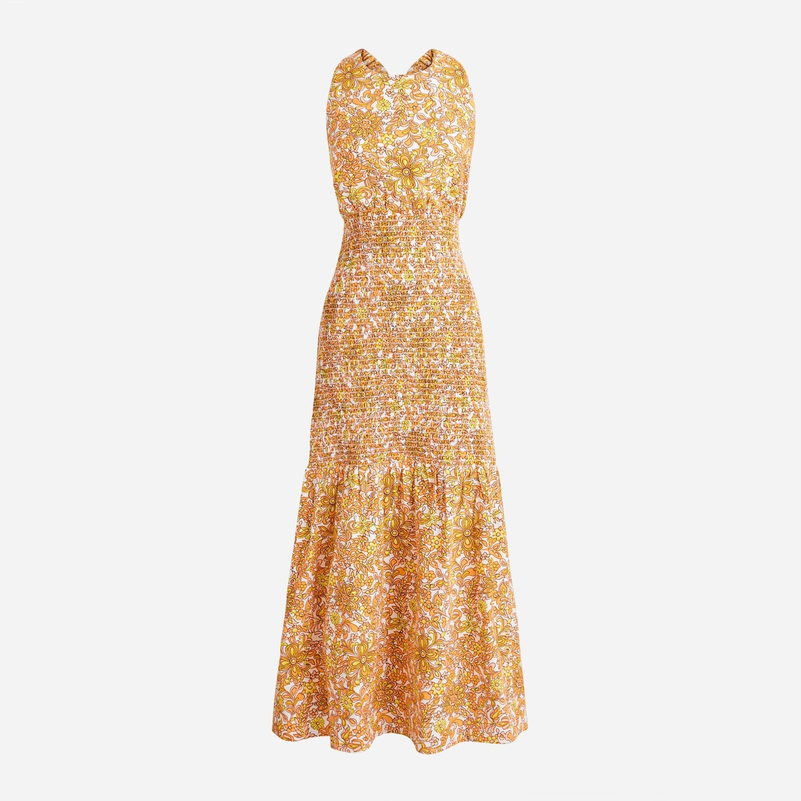 J.CREW COLLECTION $288 Smocked Cross Back Midi Dress in Medallion Floral Size 14