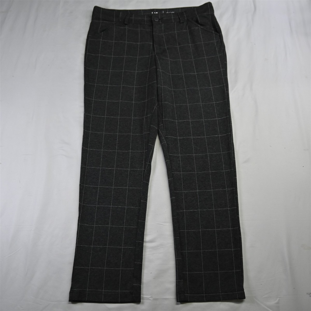 Lee Riders 16 Gray Knit Windowpane Stretch Straight Leg Womens Khakis Pants