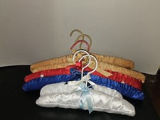 Vintage Satin Covered Clothes Hangers,lot Of 6