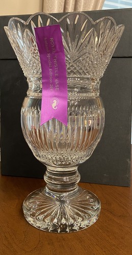 Waterford Crystal Royal Thistle 13" Vase Made In Ireland Mint In Original Box - Picture 6 of 20