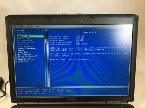 DELL VOSTRO 1500 - BOOTS TO BIOS - INTEL CORE 2 DUO - 4GB RAM - READ DESCRIP -BB - Picture 3 of 8