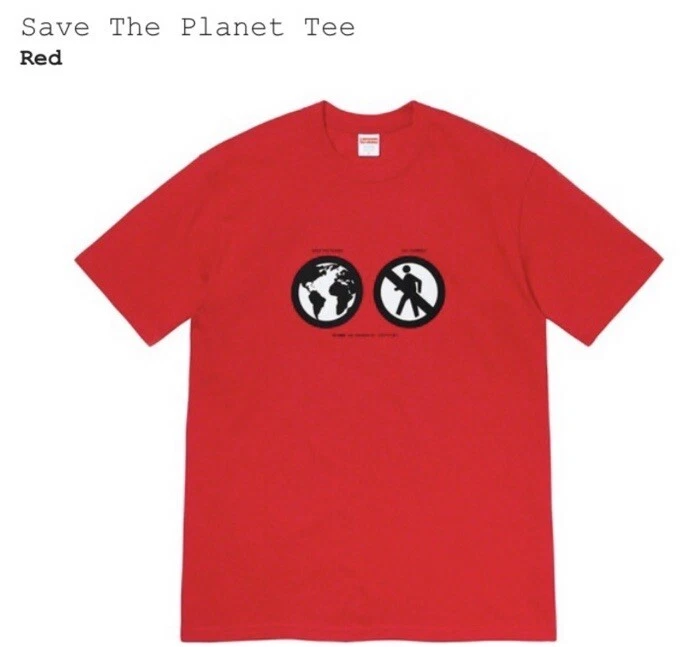 Grand tee shirt rouge Supreme Save The Planet FW19 100 % authentique