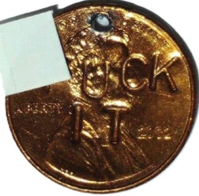 2002 P LINCOLN CENT - EXPRESSIVE F**K  IT - HOLED - TTMH 271