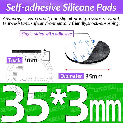 Solid Round Self Adhesive Rubber Pad Disc Sheet Gaskets Dia 5-150mm Thick 1-10mm - Picture 96 of 249