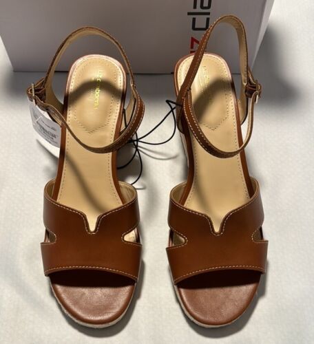 Liz Claiborne Wedge Sandals Womens 10 Brown Memory Foam - Picture 2 of 6
