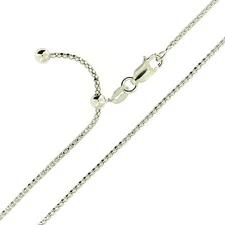925 Sterling Silver Rhodium Finish Diamond Cut Popcorn Adjustable Slider Chain