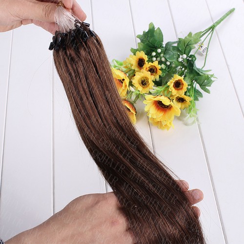 Extensiones de cabello 7A 50S micro anillo lazo cuentas de silicona Remy cabello humano 16-26 pulgadas - Imagen 11 de 24