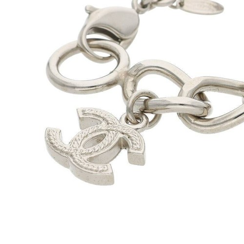 CHANEL Bracelet Bangle AUTH Coco CC chain Logo Vintage Rare Silver Coin No5 F/S - Picture 16 of 20