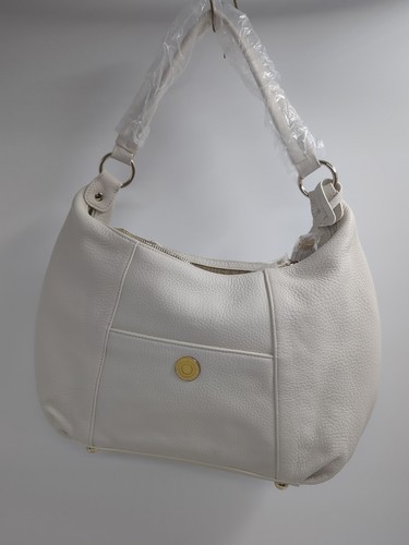 Isaac Mizrahi Schultertasche aus weißem Kieselleder mit Akzent-Seitenquaste - Bild 2 von 16