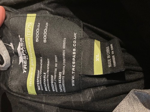 BNWOT TRESPASS TP75 GREY WATERPROOF & BREATHABLE TROUSERS IN XL - Foto 9 di 10