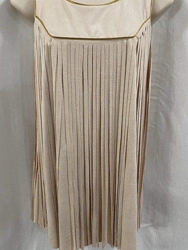 Size XL Vocal Gold Piping Detail Fringe Tank Top, Natural - Picture 4 of 7