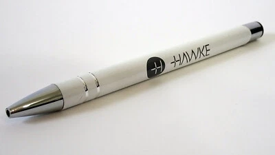 Hawke Optics Ballpoint Biro Pen with black ink White with Logo (UK Stock) NEW