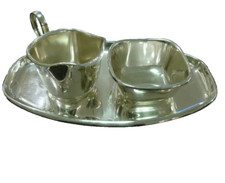 Zuckerschale + Milchk&auml;nnchen + Tablett 835er Silber LW Lutz & Weiss Zucker Milch
