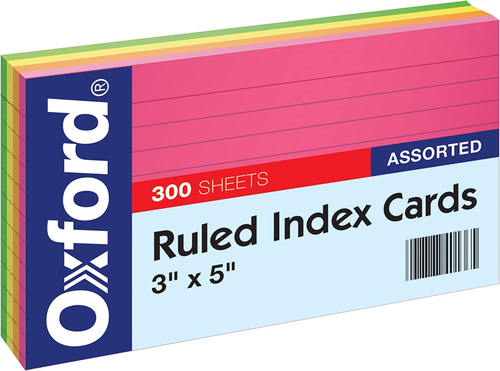 Oxford Neon Index Cards, 3" X 5", Ruled, Assorted Colors, 300 per Pack (81300EE) - Picture 9 of 12