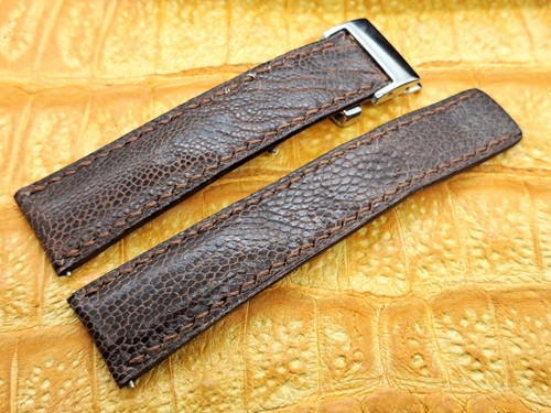 22mm/20mm Straußenbein Leder Uhrenarmband Maßanfertigung Vintage Exotenleder - Bild 1 von 12