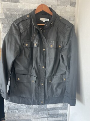 Women's BODEN Waxed Cotton Moto Jacket-Black-Size 18