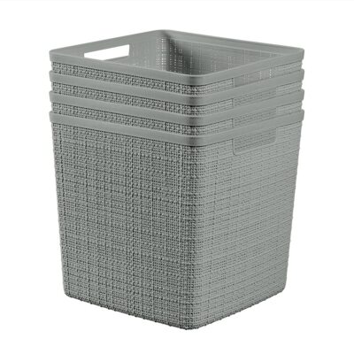 Jute Decorative Plastic Organization And Storage Basket Bins For Home Office Clo