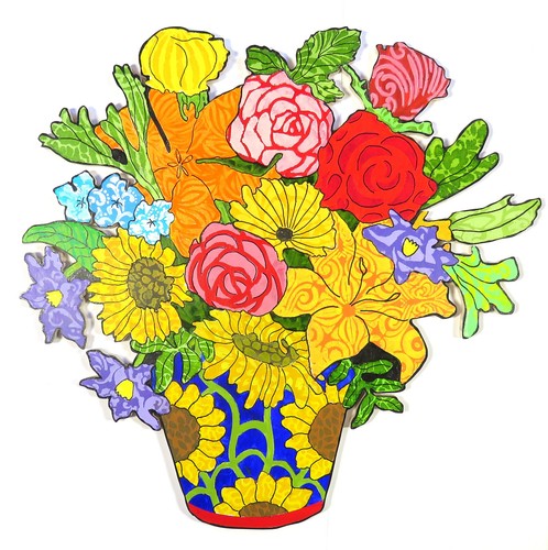 Patchwork Bouquet Painting-on-wood Hand Cut Puzzle - BellArt, 264 Pieces