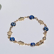 Evil eye Baby bracelet, Gold Bracelet, pulsera de bano de oro