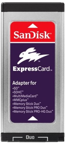 SanDisk ExpressCard Reader/Writer SD SDHC MS Memory Stick Duo MacBook Pro/PC NEW - Afbeelding 1 van 3