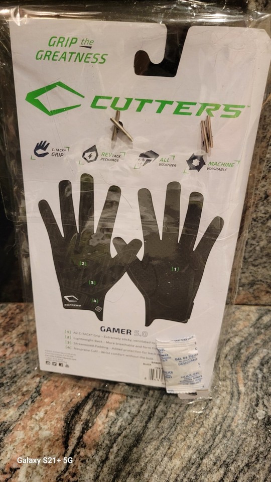 Cutters Gants De Football Américain Gamer 5.0 Noir - Adhérence Extrême Et Confort