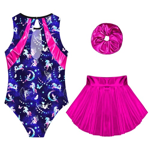 Girls Suit Workout Set Performance Outfit Skirt Competitions Bodysuit Uniform - Picture 15 of 25