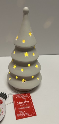 Martha Stewart Holiday White Ceramic LED Lighted Christmas Tree ~10” NWT - Picture 2 of 8