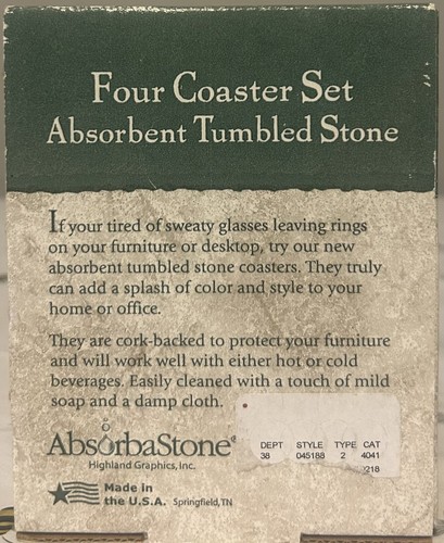 AbsorbaStone Set Of Four Coasters, Texas Bull Rider, Ceramic, New In Box - Foto 9 di 10