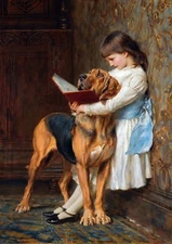 Compulsory Education Painting by Briton Riviere Art Print Reproduction