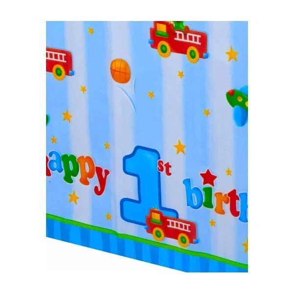 1 岁生日桌套 54x108 英寸 + 20 个战利品袋男孩蓝色派对装饰用品 — 第 4/4 张图片