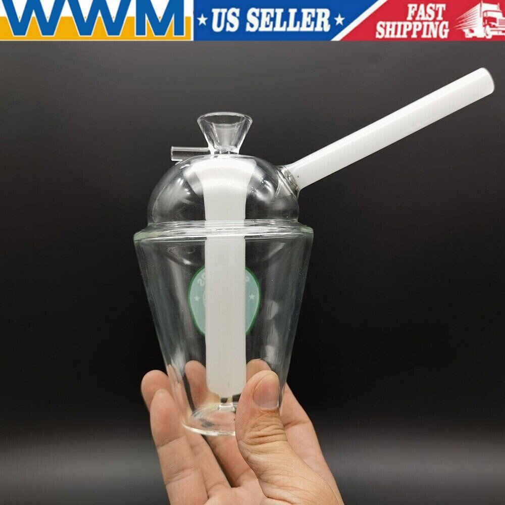 8inch Glass Water Pipe Drink Cup Shape Smoking Bong Bubbler Hookah W/ 14mm Bowl