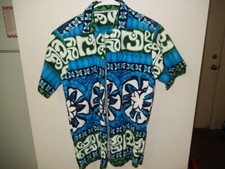 Vintage Reef Men's Hawaiian Aloha Shirt - Bark Cloth - Excellent Shape