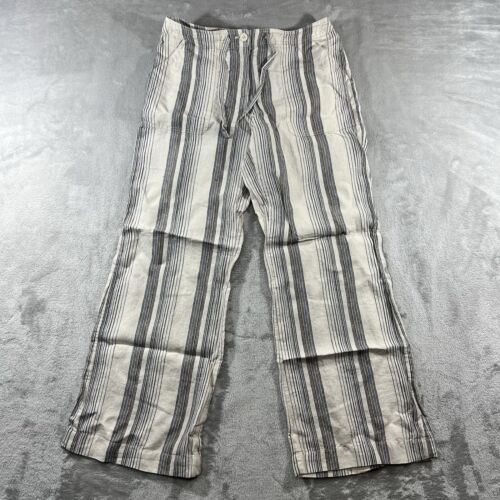 H&M Striped Linen Pants Boho Beach Vacation Festival Travel Quiet Luxury US 10