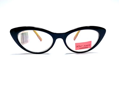 New Betsey Johnson Retro Black Cat Eye Glasses Red Temples BJ85962425 50 18 137
