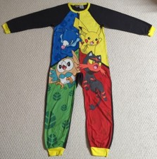 Pok mon Boy Sz10/12 MulticolorPolyester One-Piece FlameResistant ZipUp Pajamas23
