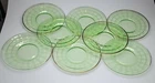Vintage Green Vaseline Anchor Hocking Block Optic 6.25" Plates Set of 8